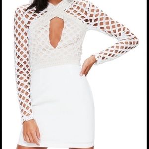 Missguided White Lattice Cutout Bodycon Dress